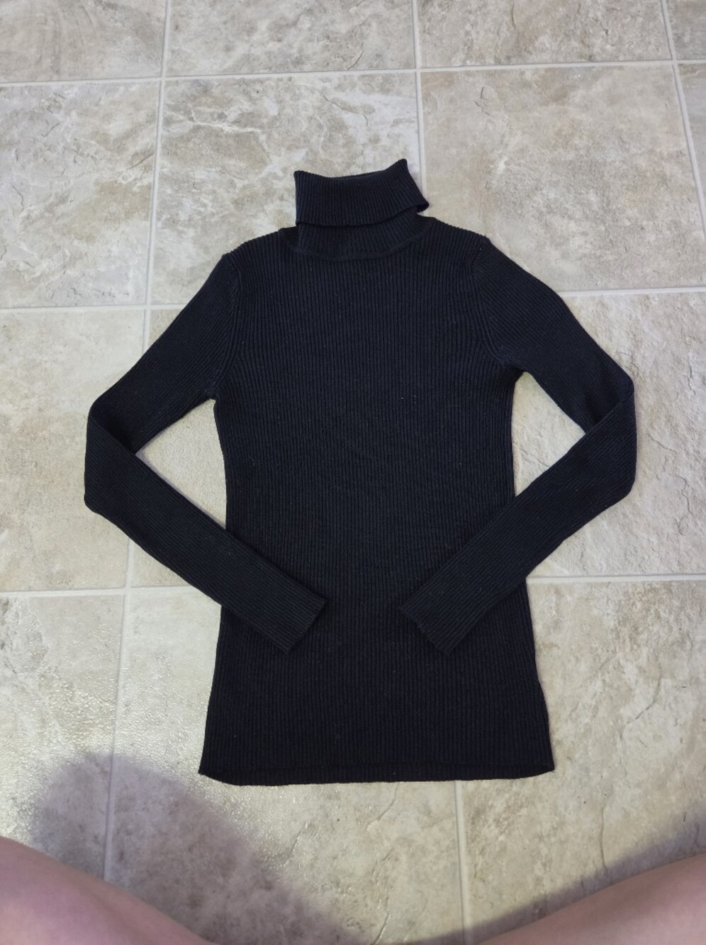 Ambiance Black Ribbed Turtleneck Sweater